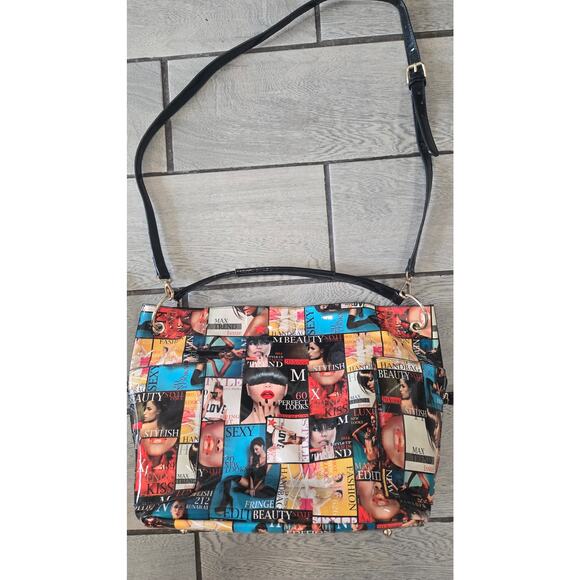 Magazine Print Shoulder Bag with Matching wallet– Adjustable Strap - Picture 2 of 6